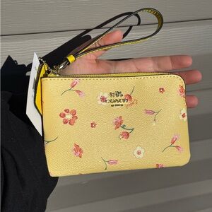 Coach Floral Yellow Wristlet NWT